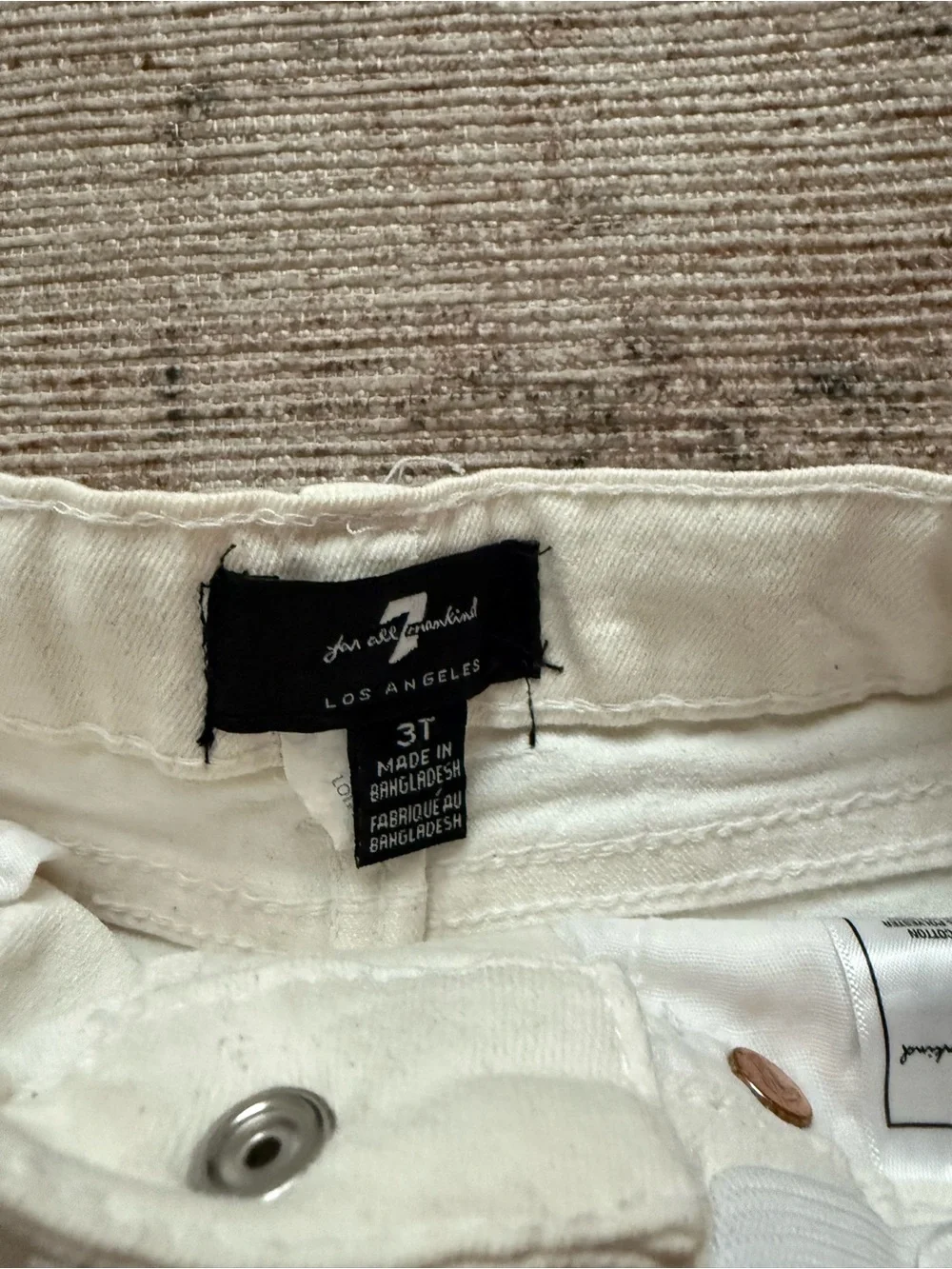 7 For All Mankind Light Blue Toddler Chambray Top and White Jeans